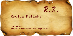 Radics Katinka névjegykártya